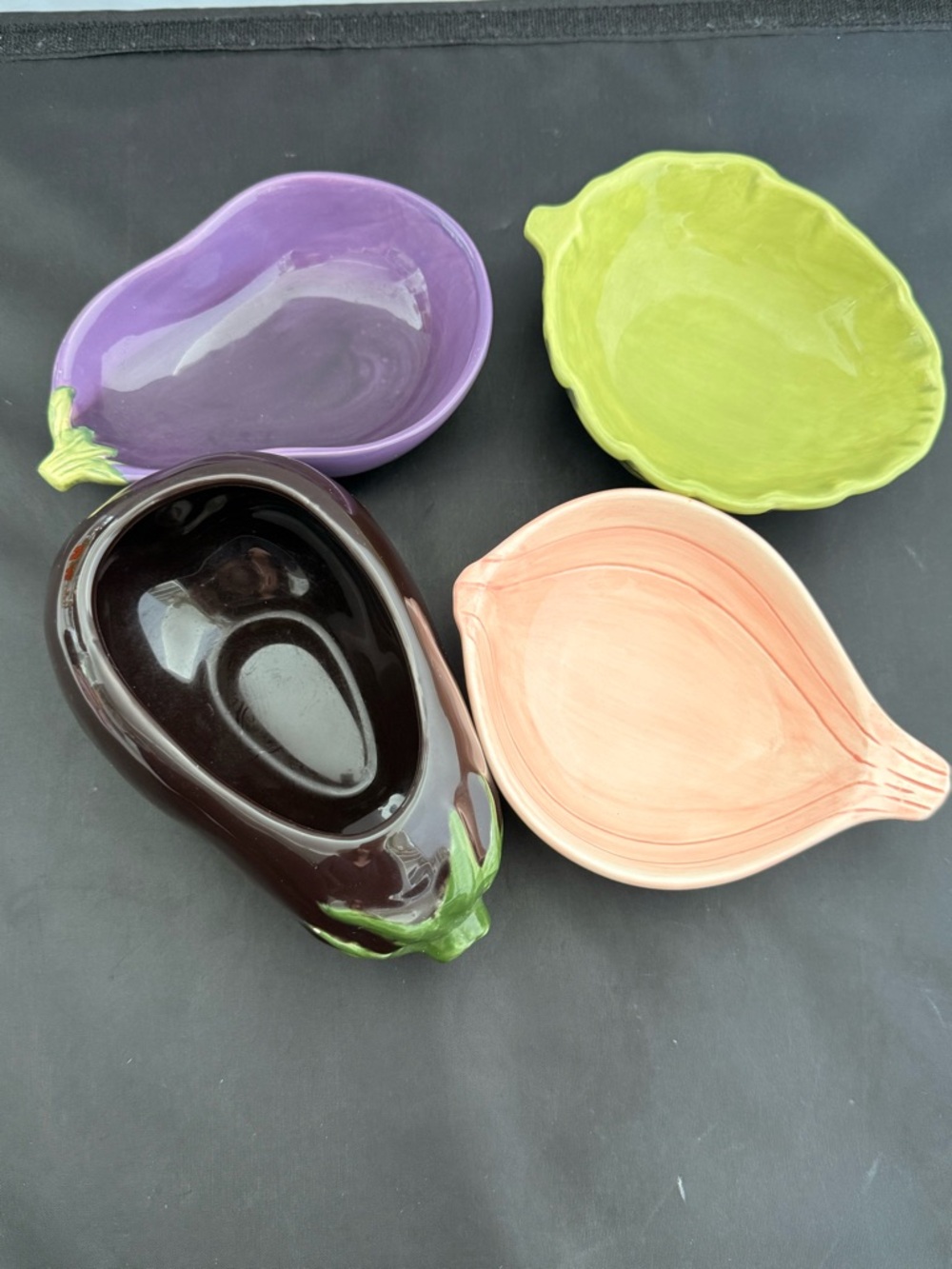 Pottery Barn Garden Veggie Condiment Dishes Onion Artichoke Eggplant